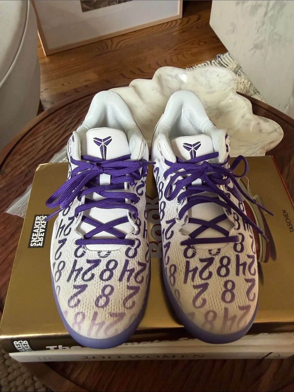 Nike Kobe kids sneakers with 8 and 24 numbers all over